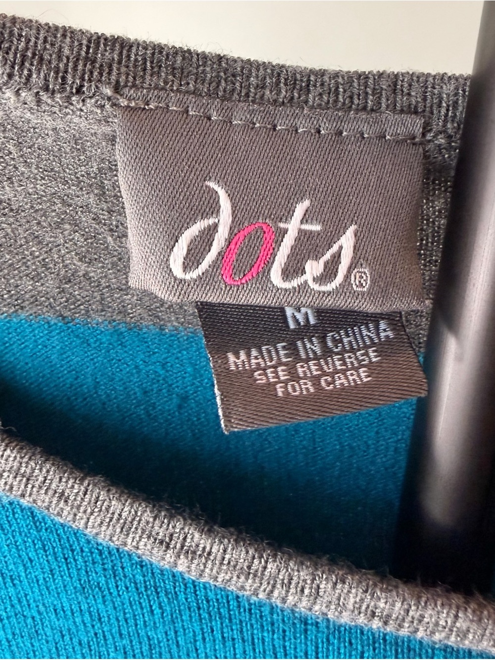 Dots Vintage Y2K Women's Medium Striped Sweater Shirt Retro Blue Gray Casual Tee - Picture 3 of 12